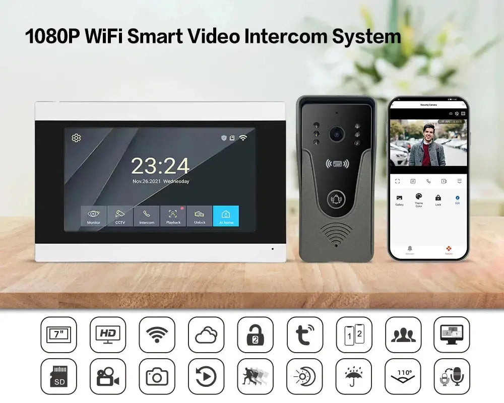 Wireless Smart Video Doorbell with Touch Screen-1