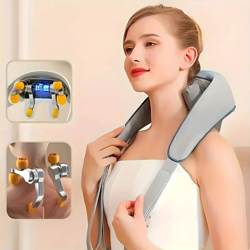 Electric Neck Massager, Portable Smart Cervical Massage-Grey-2