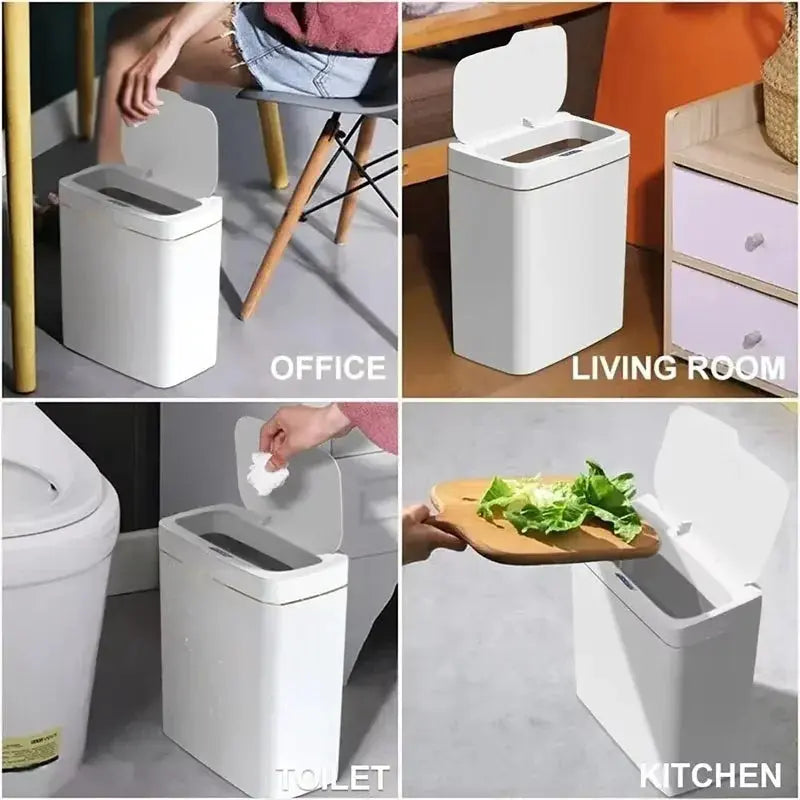15L Smart Sensor Trash Can – Automatic Bagging, Battery-Powered (White)-4