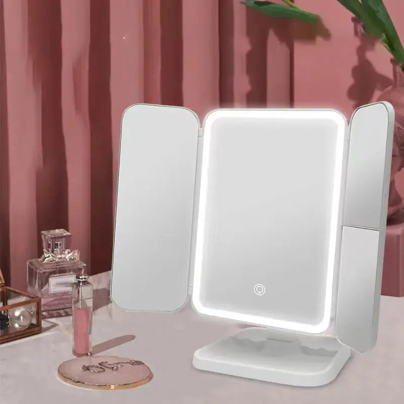 Trifold LED Makeup Mirror - Smart Complementary Beauty Lights-2