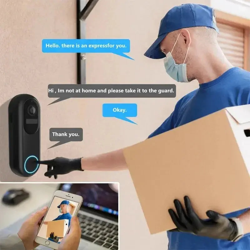 Smart Video Doorbell Wireless Waterproof Night Vision (1080P)-3