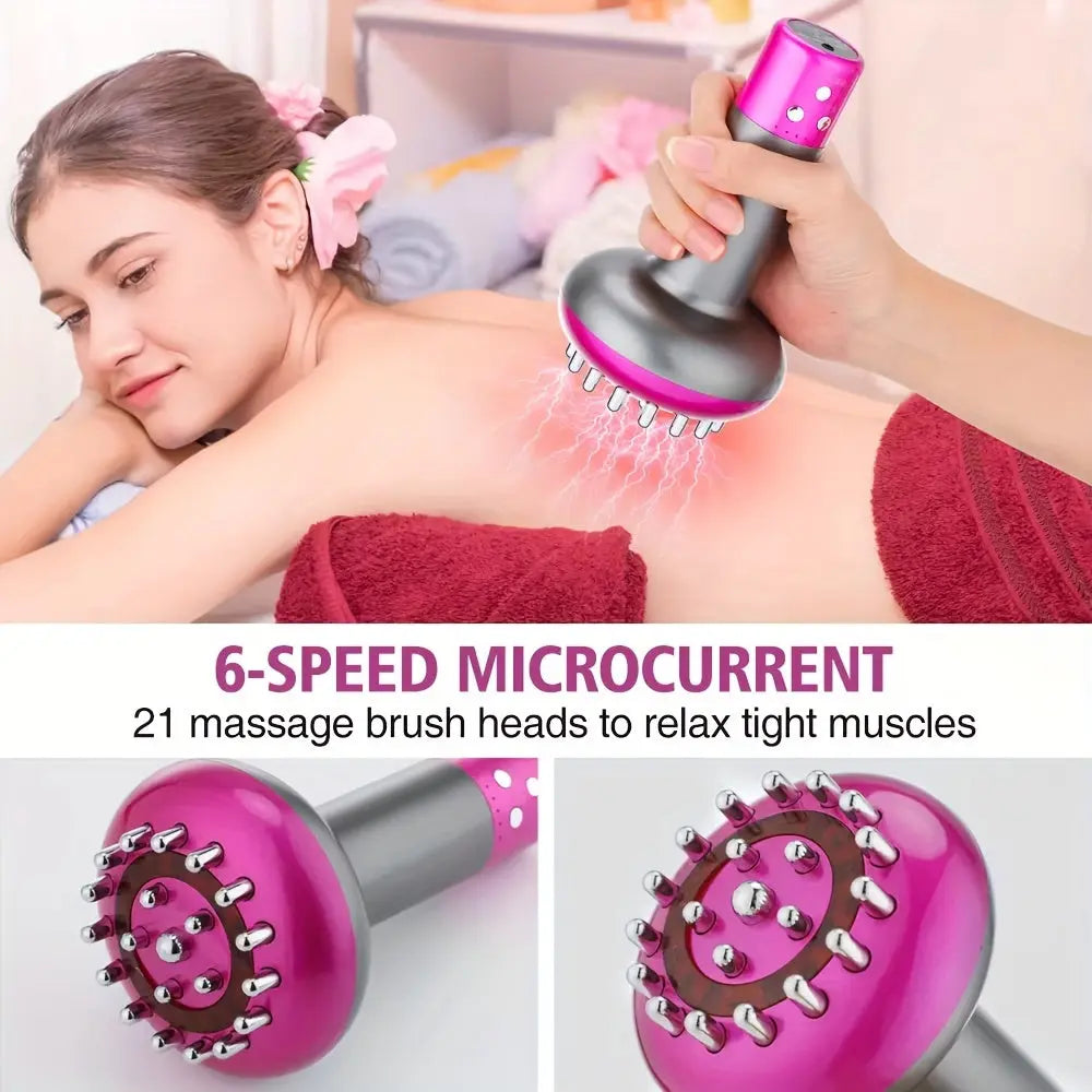 Heated Metal Back Massager - Handheld Smart Brush(Purple)-3