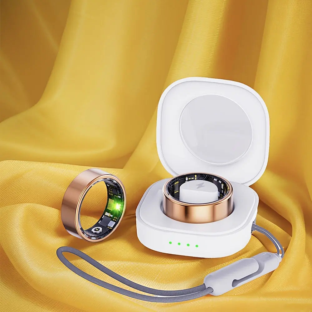 Smart Fitness Ring with Charging Case - Gold-3