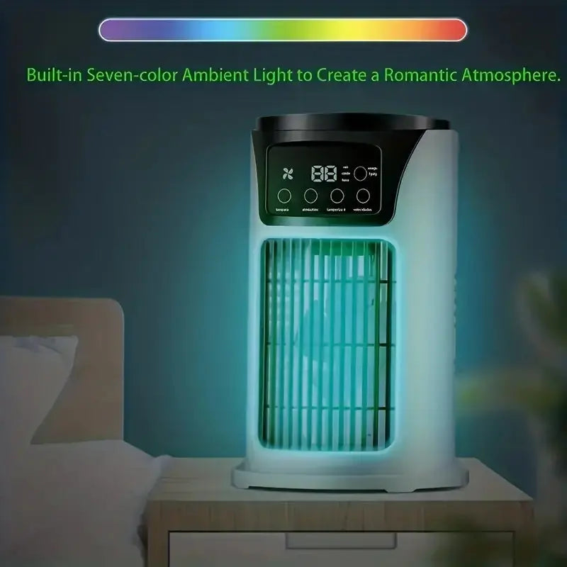 Stay Fresh With Our Portable Smart Fan Featuring 7 Ambient Led Lights-2