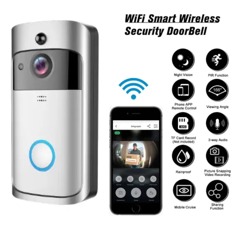 Smart WIFI Doorbell Camera with Night Vision (720P)-3